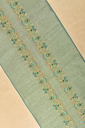 Hand-Embroidered Dupion Silk Table Runner - With Beadwork & Silk Piping