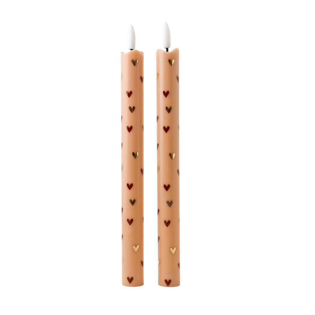 LED-Kerzensäulenherzen Sand RC - 2er-Set