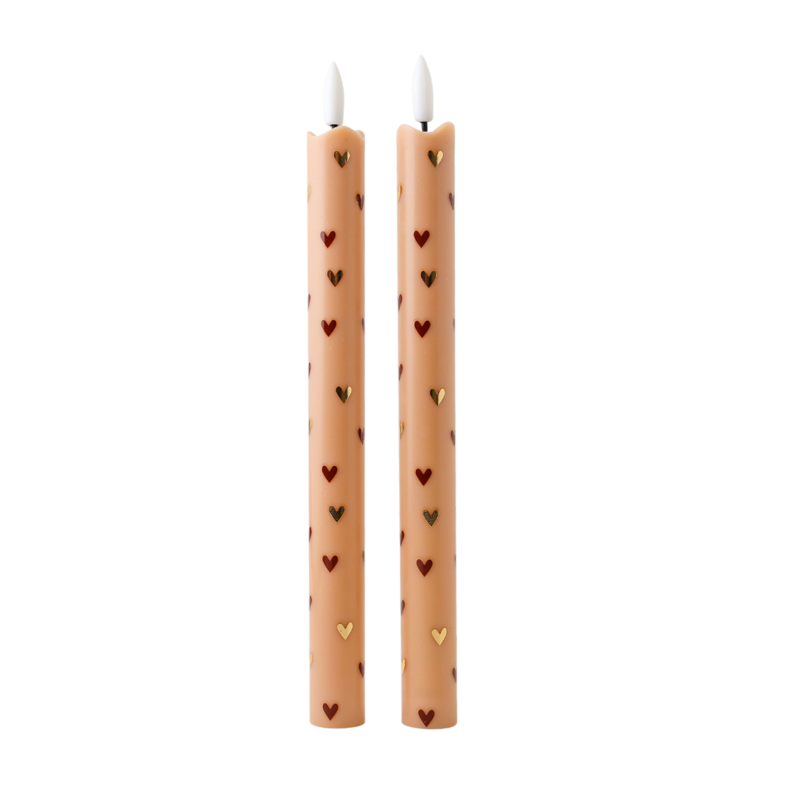 LED-Kerzensäulenherzen Sand RC - 2er-Set