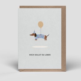 Carte pliante - carte d'anniversaire - teckel - N° 254