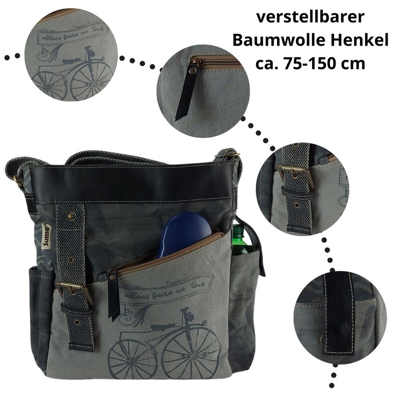 Sunsa dames schoudertas. Schoudertas in vintagestijl. Canvas handtas. kleine crossbodytas voor dames