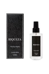 Havana nights linen mist, a room spray with a fresh, floral scent. Features notes of citrus, jasmine, and sandalwood for a relaxing ambiance.