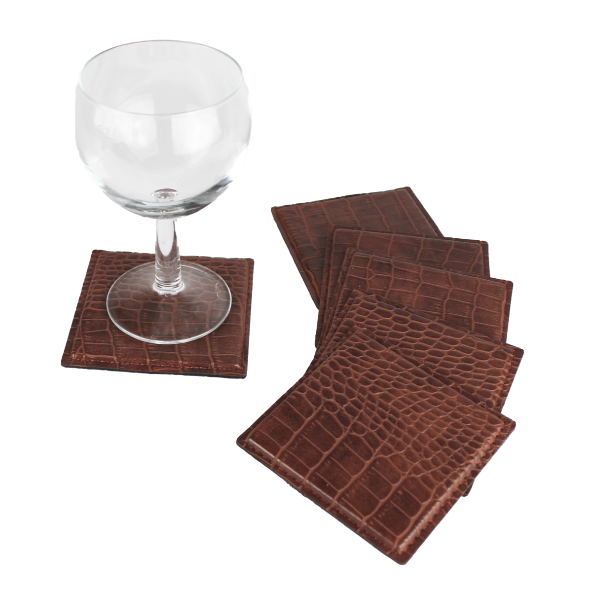 Coaster de vidrio 6-ER Set Kroko Light Brown