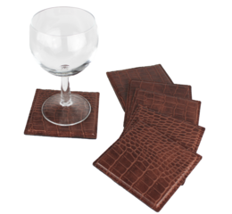 Coaster de vidrio 6-ER Set Kroko Light Brown