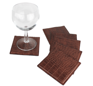 Glass coaster 6-er set Kroko light brown
