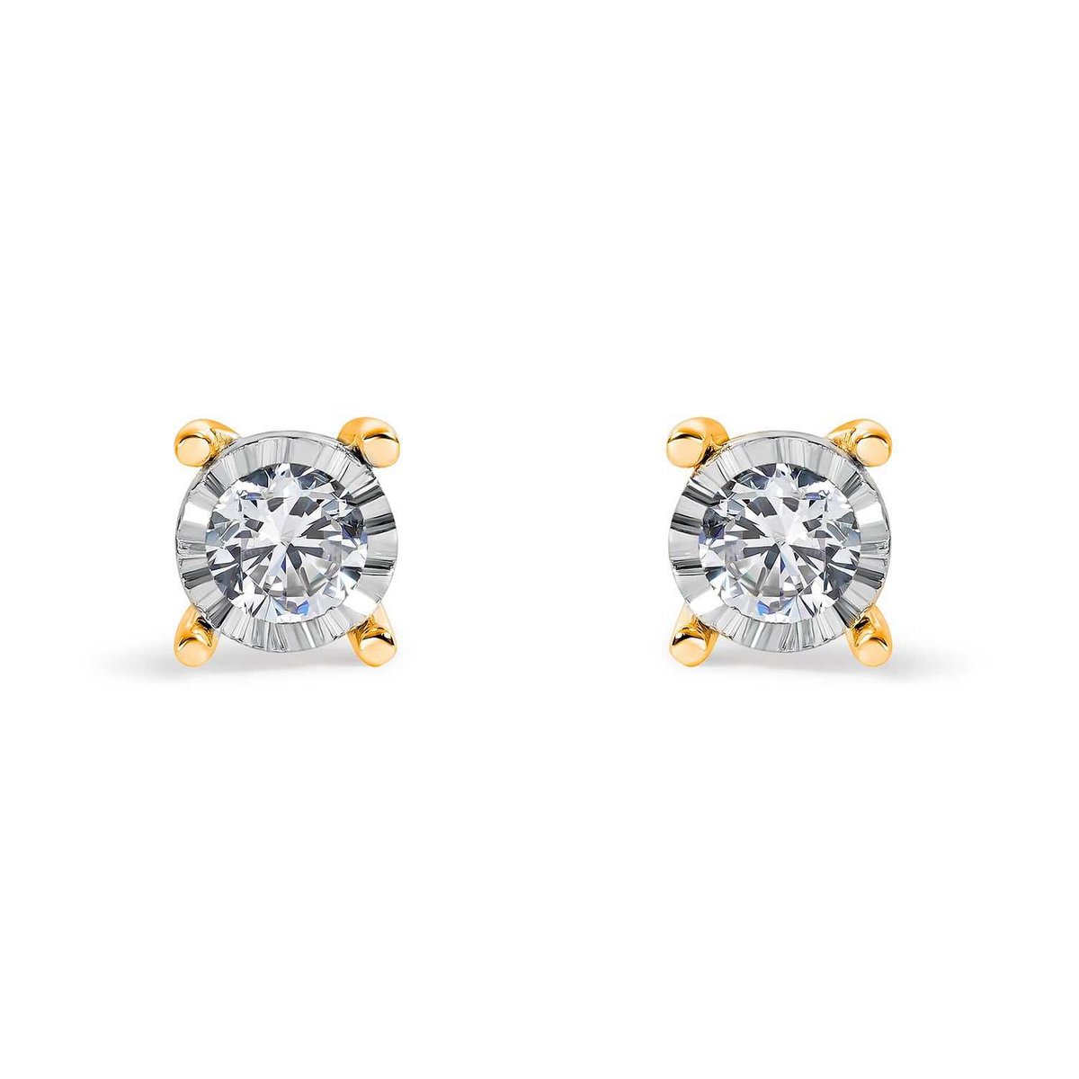 Tweekleurige oorbellen met schijf van 3,30 mm en diamanten van 2,30 mm (0,10 Cts HSI2)