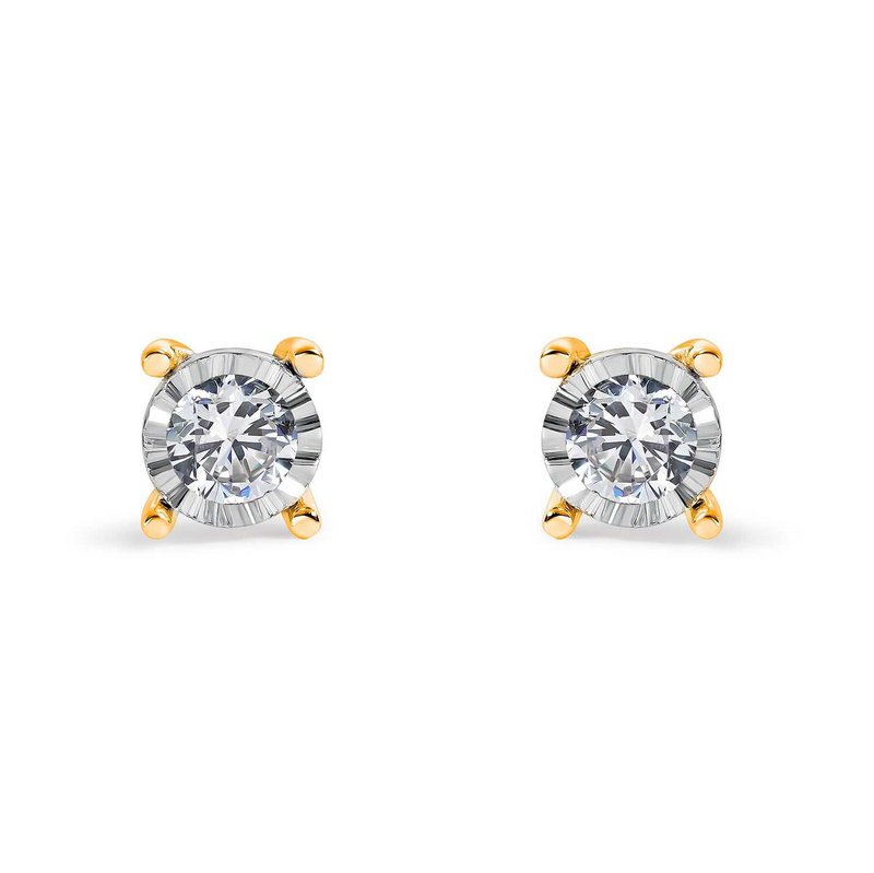 Tofarvede øreringe med 3,30 mm skive og 2,30 mm diamanter (0,10 Cts HSI2)