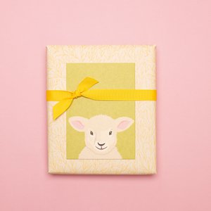 Simple Easter card: lamb postcard for Easter wishes, gift idea for Easter, Happy Easter card lamb, green card spring, Easter card child