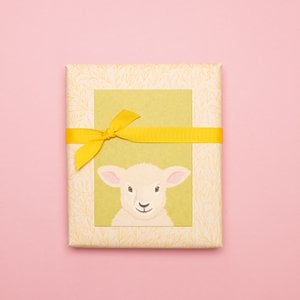Simple Easter card: lamb postcard for Easter wishes, gift idea for Easter, Happy Easter card lamb, green card spring, Easter card child