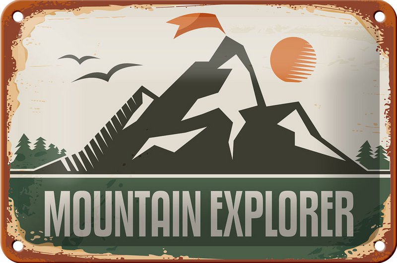 Tin Sign Retro 18x12cm Mountain Explorer Decoration