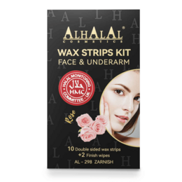  Alhalal wax strips kit for face and underarm, includes 10 pre-cut wax strips for easy hair removal.