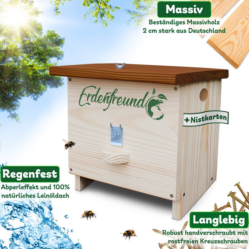 ERDENFREUND® humlebihus med voksmølklap