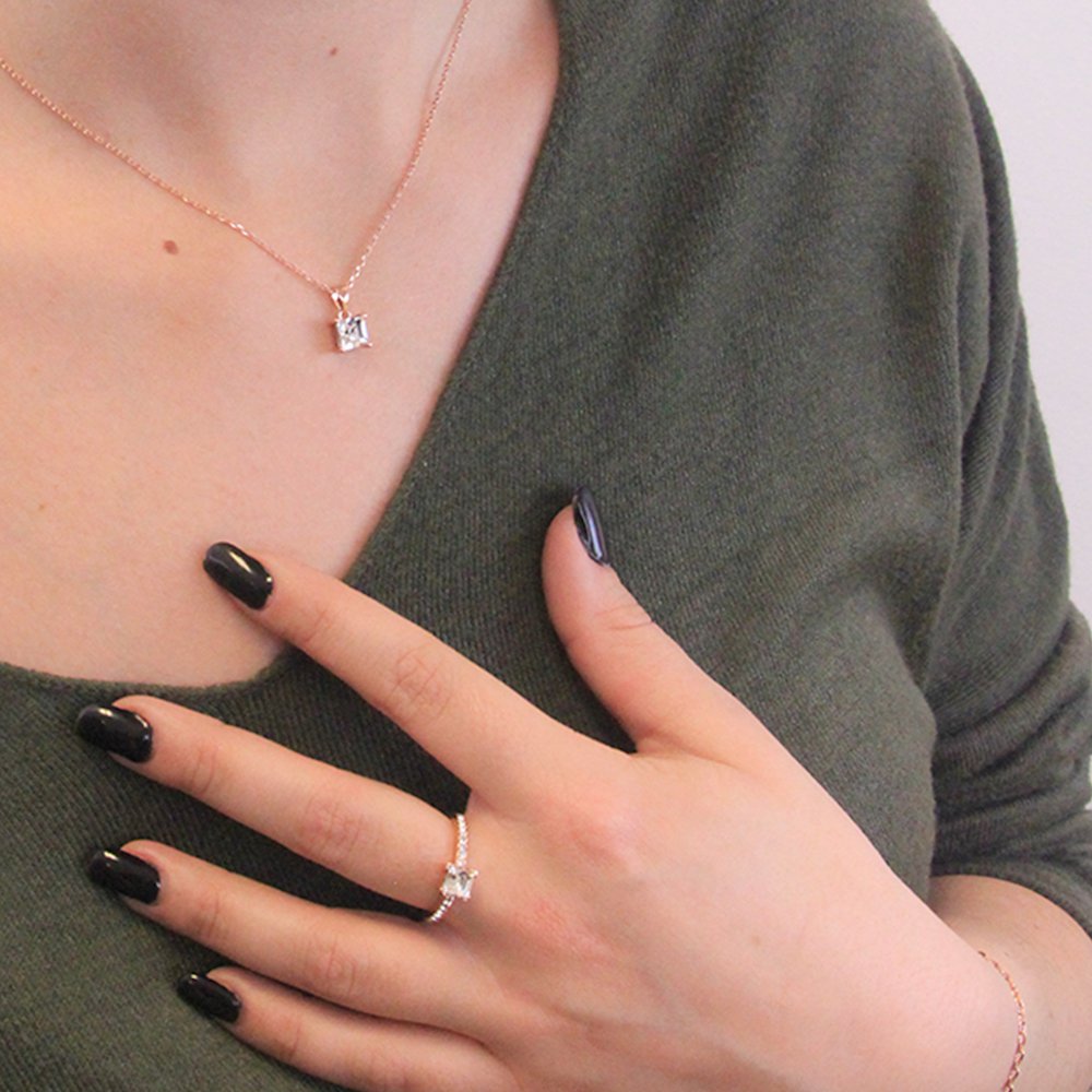 Simple Square Ring - Gold and Crystal