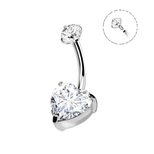 Hart zirconia bananen navel piercing
