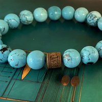 Men's bracelet turquoise / Tibetan prayer bead