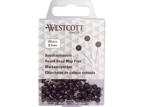 Markeerspelden Westcott 5mm zwart. kleuren, 5mm x 16mm 100st in plastic doosje
