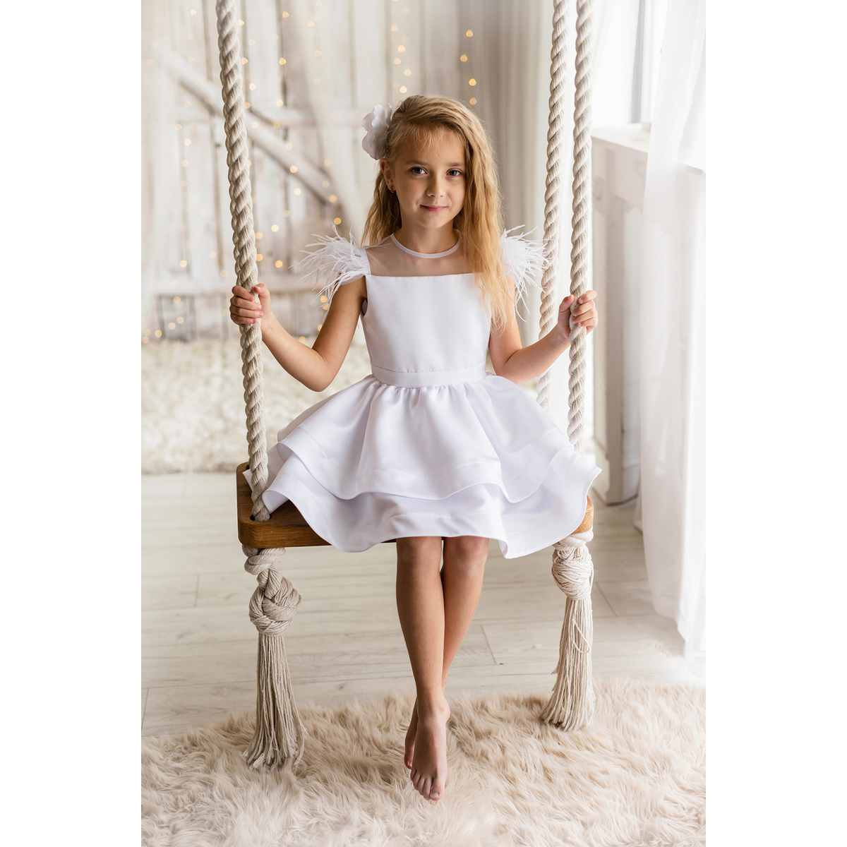 Angel white luxury dress for girls