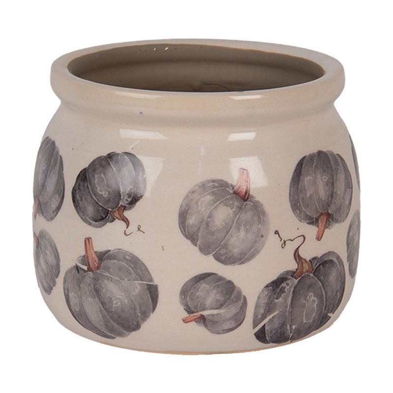 Bloempot Ø 12x10 cm Beige Keramiek Pompoen