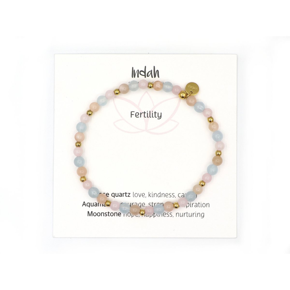 Natuursteen armband fertility, zilver en goud