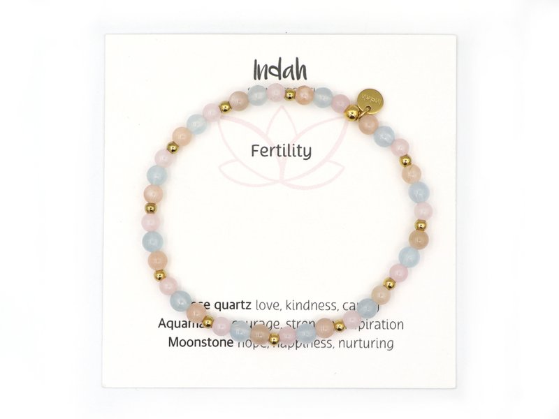 Natuursteen armband fertility, zilver en goud