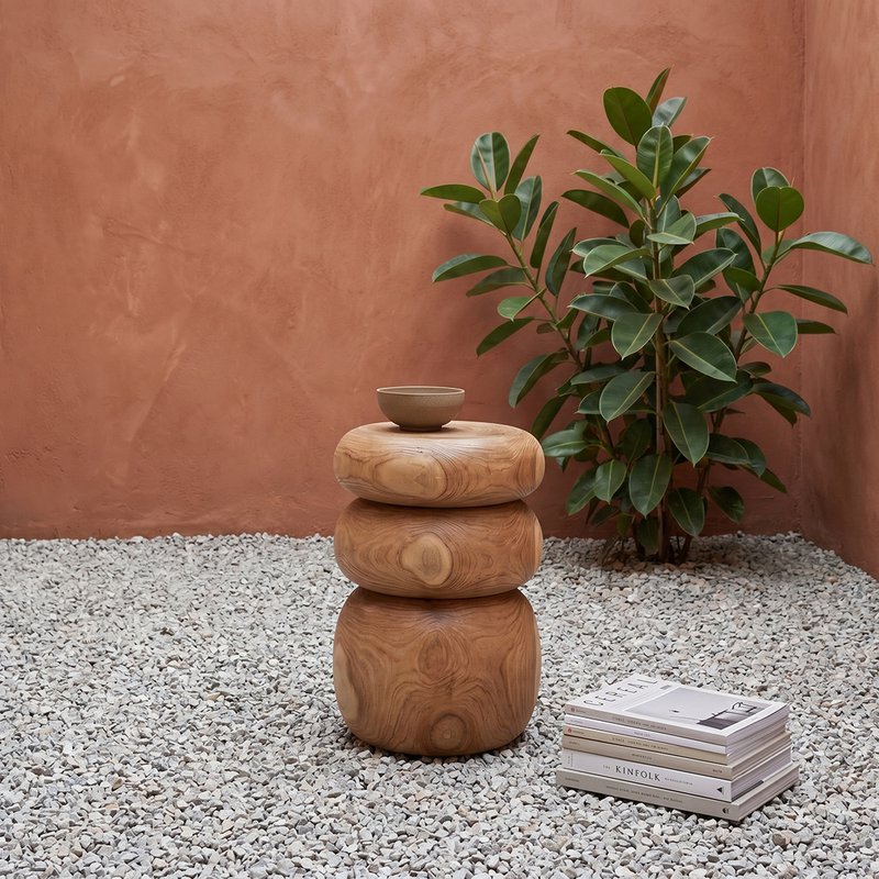 Tao teak sidebord/skammel - 35x35x45 cm