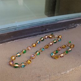 Vintage Rainbow Glass Stones Jewelry Set