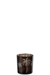 Photophore J-Line Palmier - verre - marron - petit