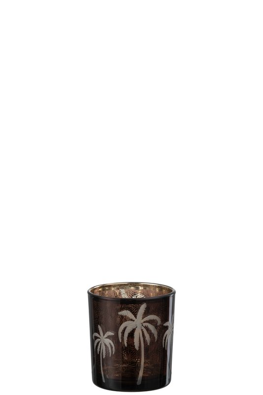 Photophore J-Line Palmier - verre - marron - petit