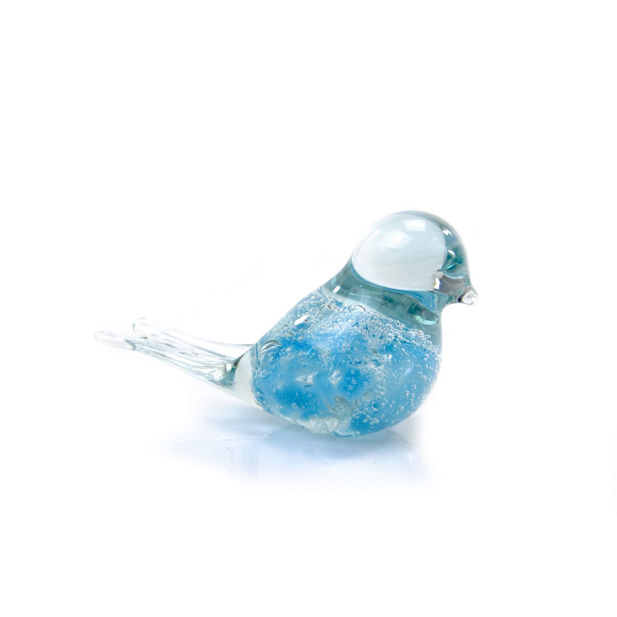 Licht Blauwe Vogel van Glas - bubbels - ø 12 cm - Handgemaakt