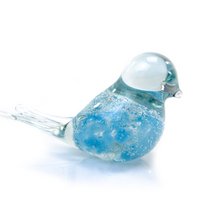 Hellblauer Glasvogel - Blasen - ø 12 cm - Handgefertigt