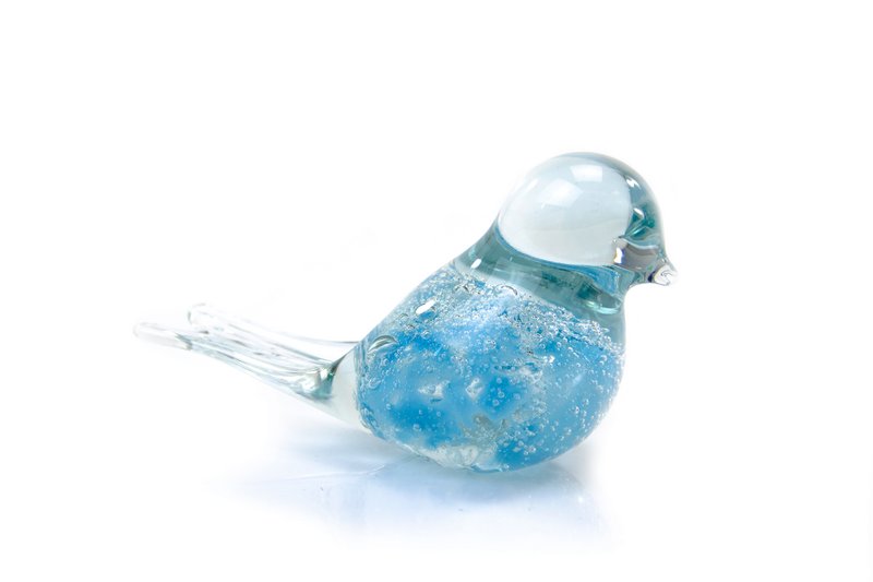 Lyseblå glasfugl - bobler - ø 12 cm - Håndlavet