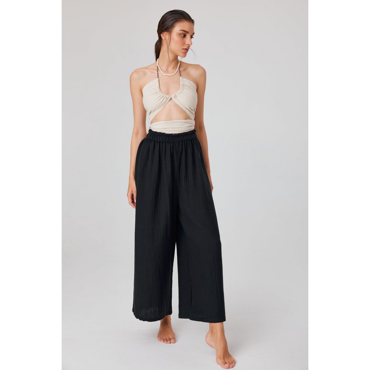 Flowy Muslin Wide-Leg Pants
