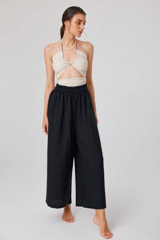 Fließende Musselin-Hose mit weitem Bein