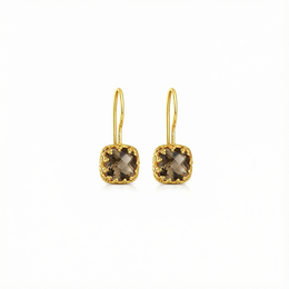 Elegant brown topaz statement earrings with a classic gold setting.