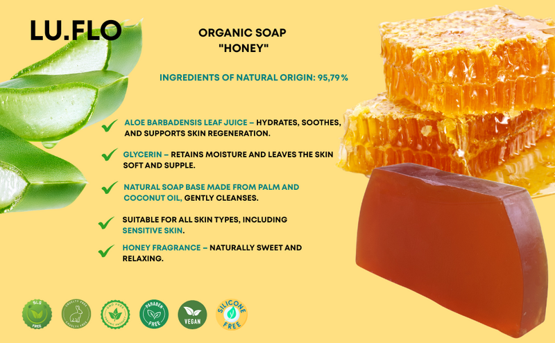 Bio-Honigseifenstück mit Glycerin und Aloe Vera