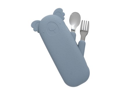Besteckset und Koffer Zoe der Koala Grau