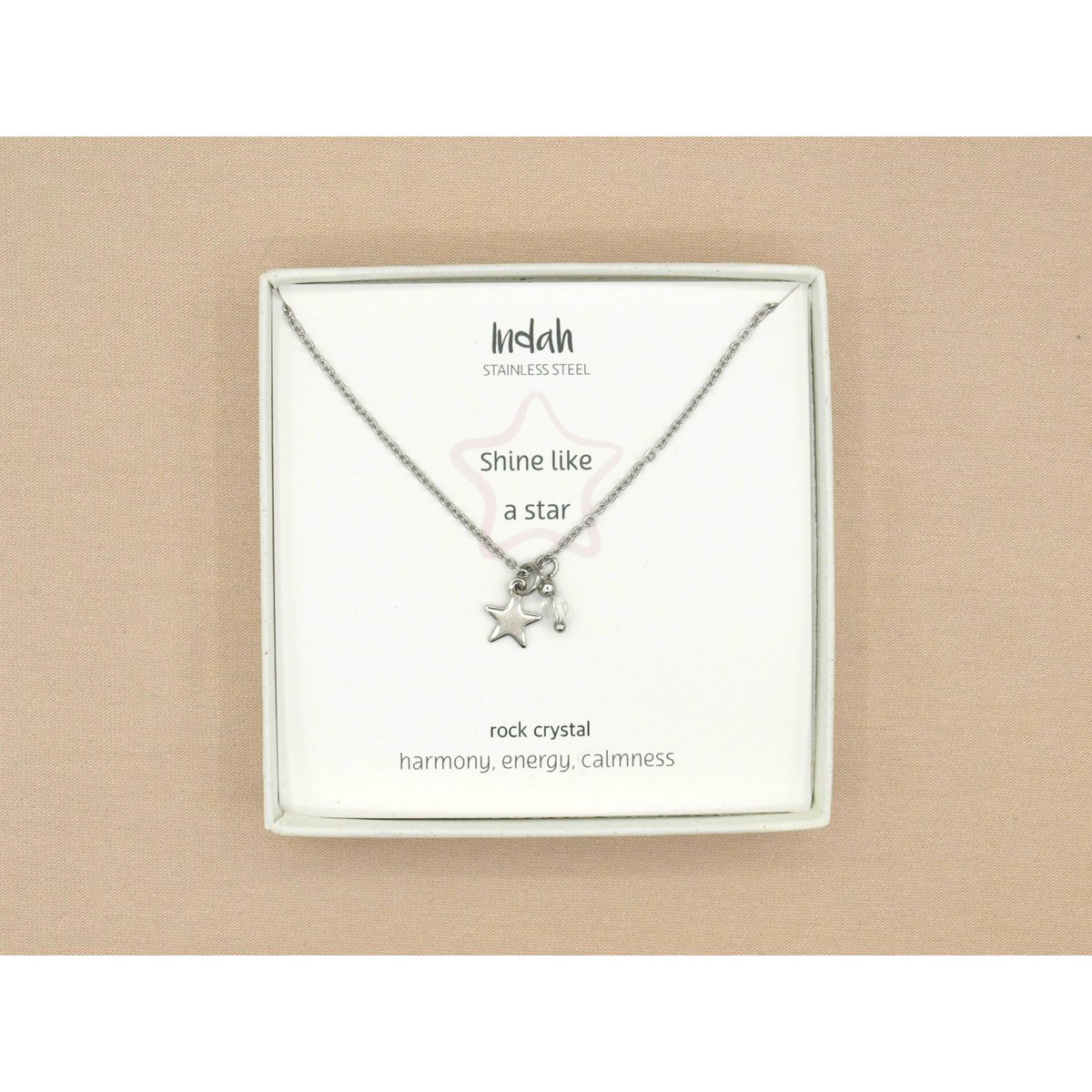 Ketting rock, ster en berg kristal, zilver of goud stainless steel