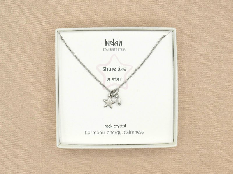 Ketting rock, ster en berg kristal, zilver of goud stainless steel