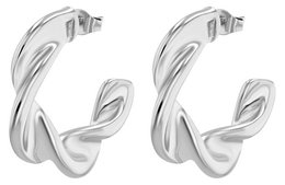 "Verenice" half hoop earrings with buckle closure, silver-colored