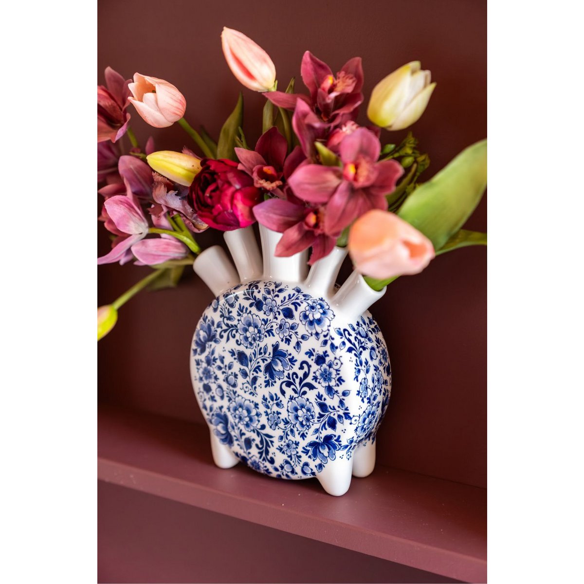 Tulpenvaas Delfts blauw rond