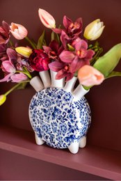 Tulpenvaas Delfts blauw rond