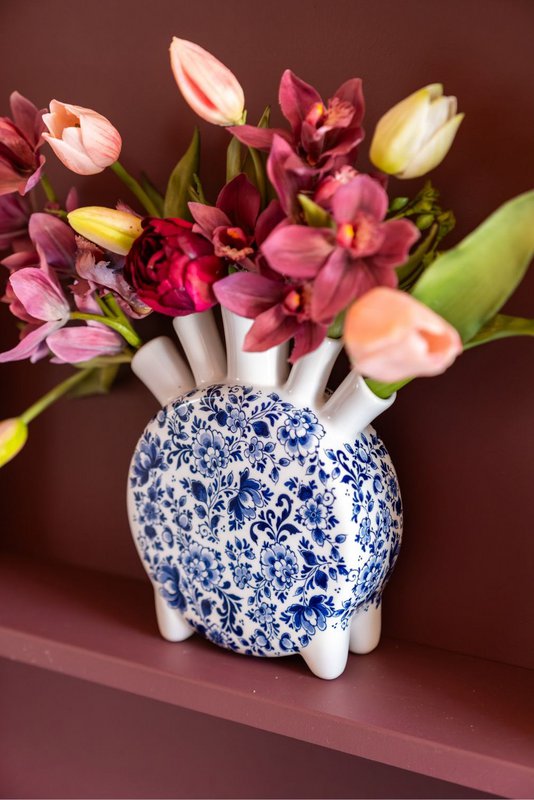 Tulpenvaas Delfts blauw rond
