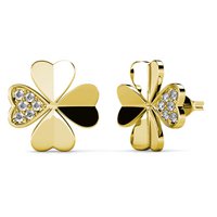 Clover Petal Earrings - Gold and Crystal