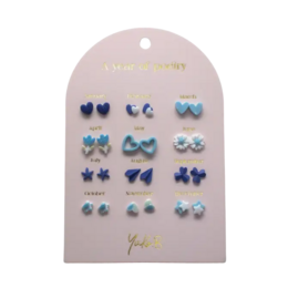 A Year of Blue Poetry Earrings - English version