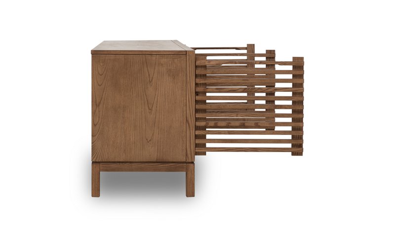 Tanner Four Door Ash Wood Media Console in Roux