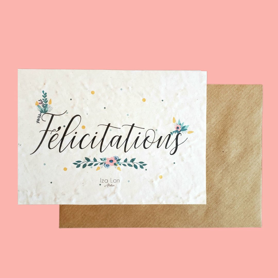 Plantable card Congratulations flowers and polka dots theme