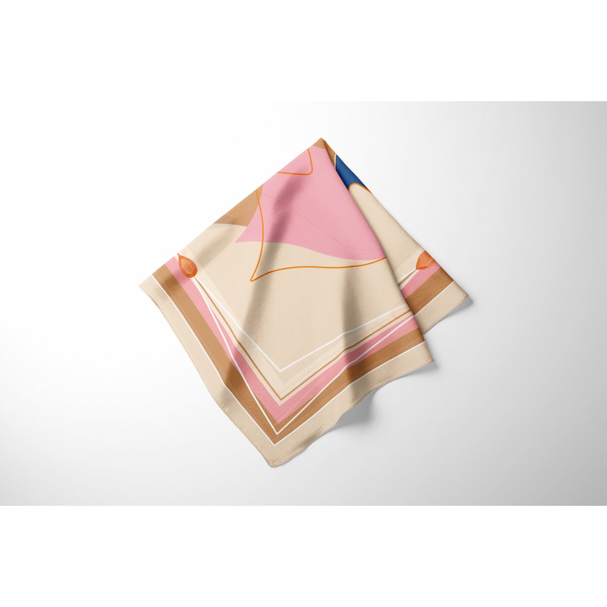 Pañuelo cuadrado de seda - MUSE 67*67 cm - Beige/Rosa