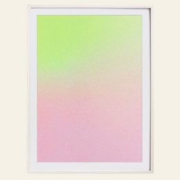 Vibrant yellow and pink gradient art print poster with a minimalist design. The poster features a smooth color transition from a bright yellow to a soft pink, creating a visually striking and modern aesthetic.