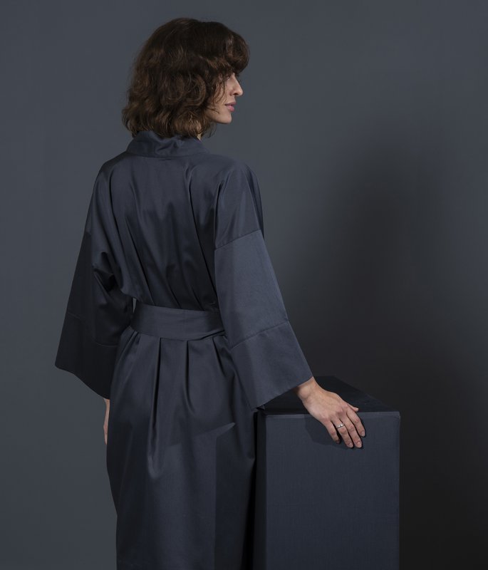 Badjas Kimono Effen Antraciet