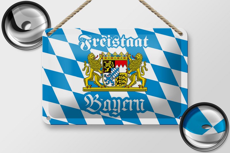 Tin sign Bavaria 18x12cm Free State of Bavaria coat of arms decoration